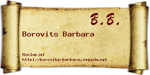 Borovits Barbara névjegykártya